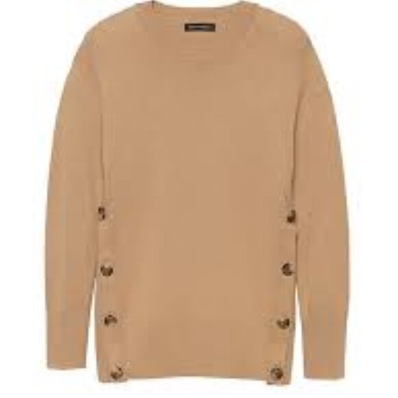 Banana Republic Tan Cotton-Wool Blend Pullover Button-Side Sweater Size XL - Picture 1 of 12